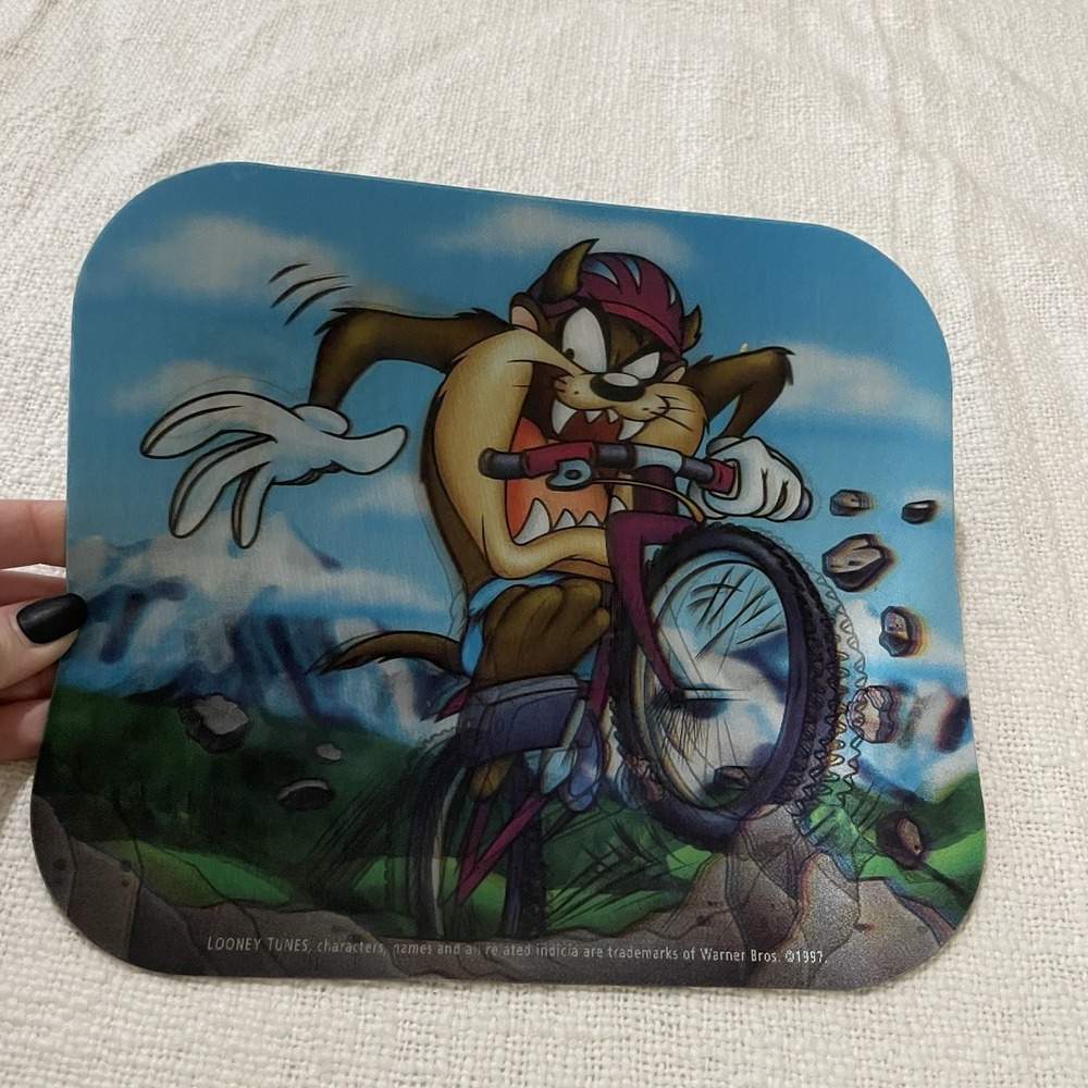 Vintage 1997 Taz Tasmanian Devil Mouse Pad Looney Tunes Warner Bros Computer 3D‎